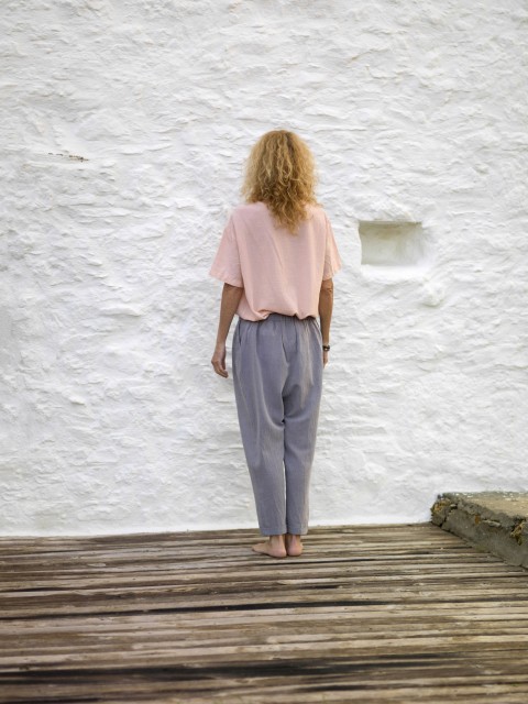 Grey Sile Fold Over Pant