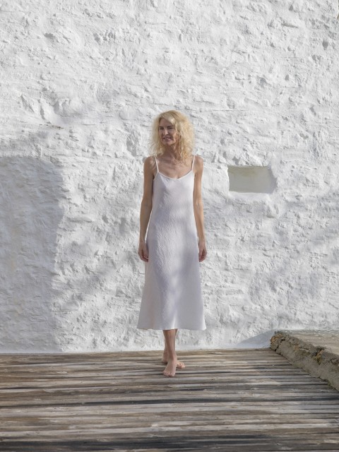 Off White Sile Basic Slip Dress