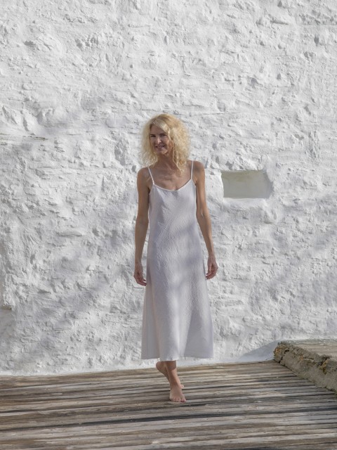 Off White Sile Basic Slip Dress