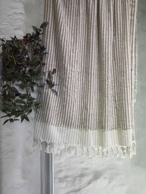 Taupe Striped Terry Bath Towel