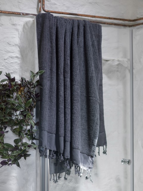 Dark Grey Ottoman Terry Bath Towel