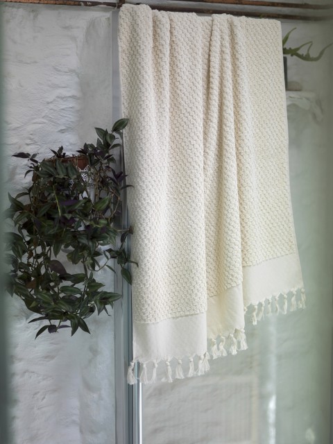 Natural Dotted Terry Bath Towel