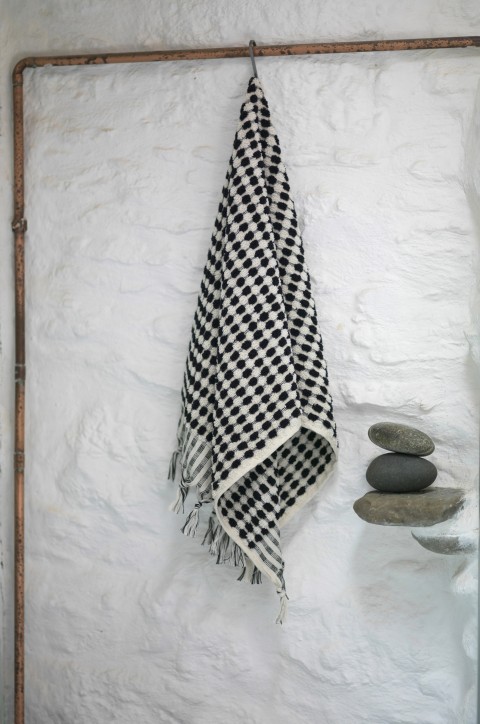 Black Dotted Terry Hand Towel