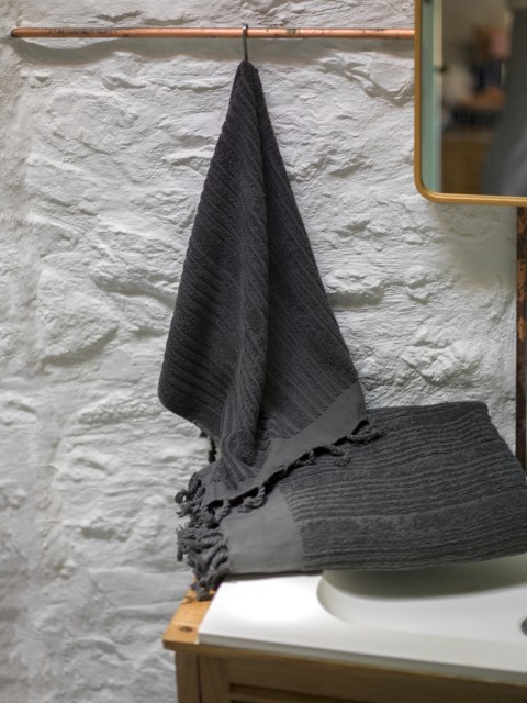 Dark Grey Ottoman Terry Hand Towel