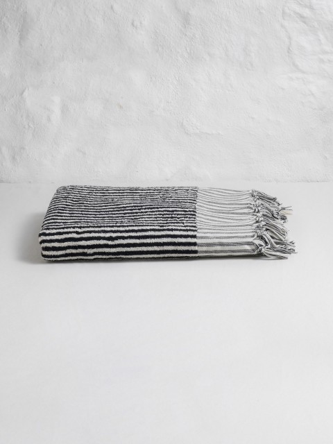 Black Striped Terry Bath Towel