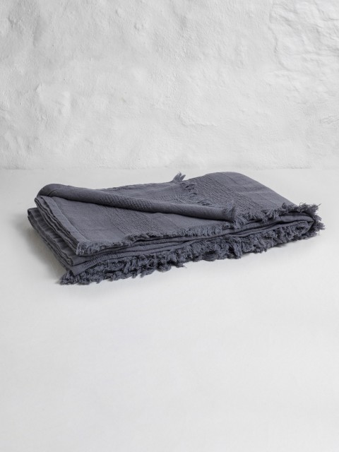 Dark Grey Linen Blanket