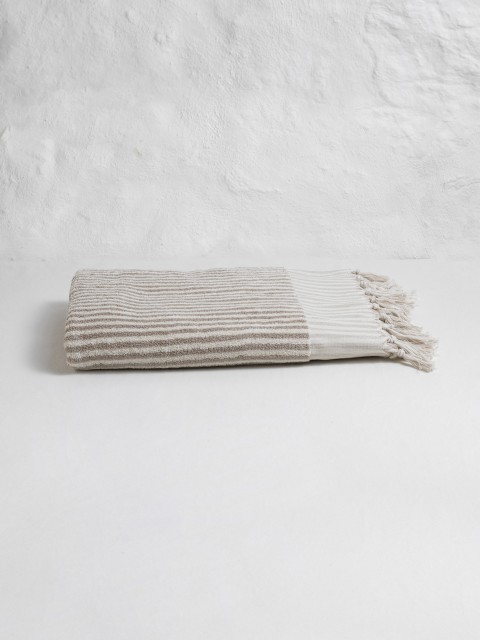 Taupe Striped Terry Bath Towel