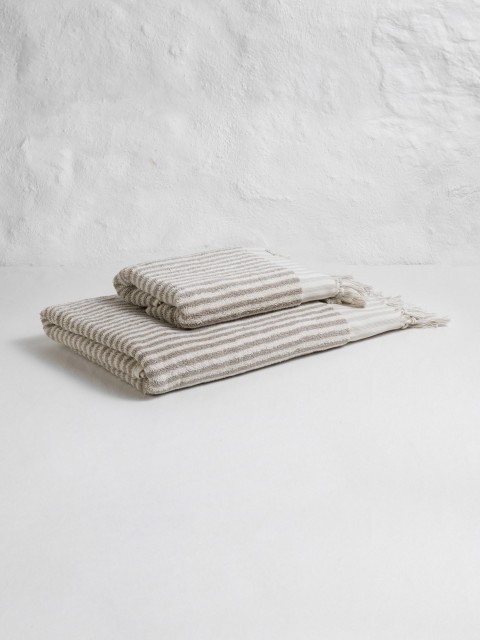 Taupe Striped Terry Bath Towel