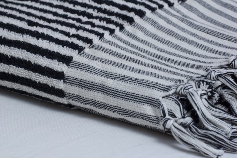 Black Striped Terry Bath Towel