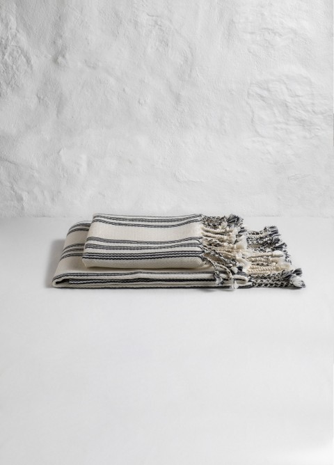 Natural Triple Black Stripes Hand Towel