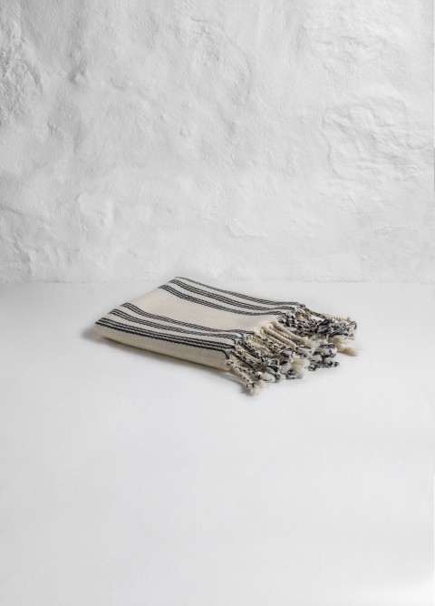 Natural Triple Black Stripes Hand Towel