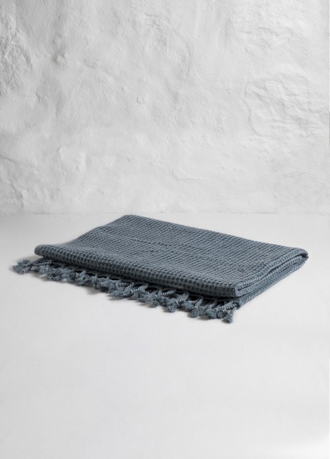 Grey Blue Waffle Bath Towel