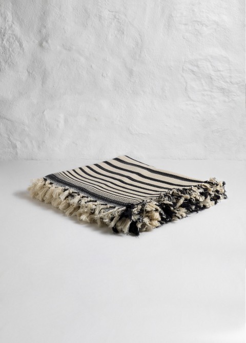 Natural/Black Bold Striped Blanket