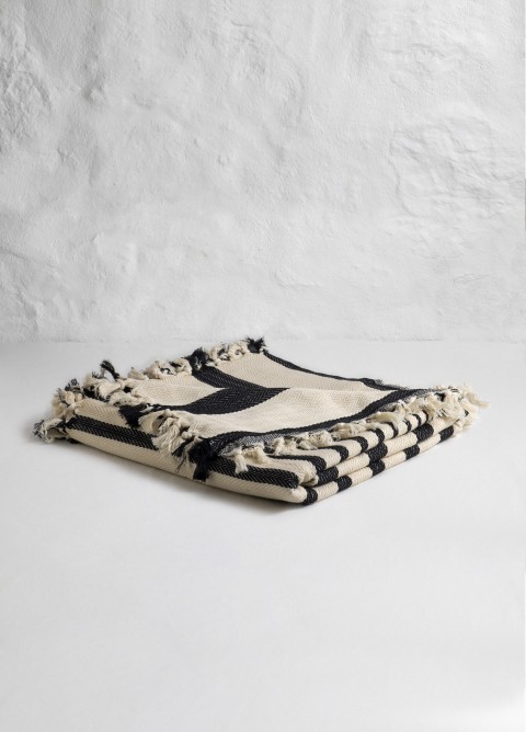 Natural/Black Bold Striped Throw