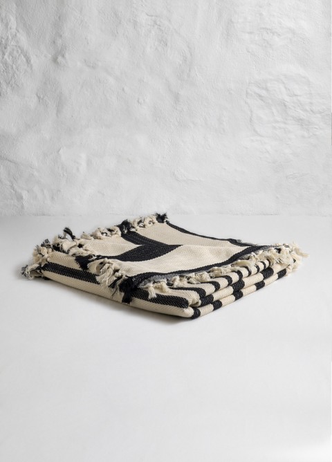 Natural/Black Bold Striped Blanket