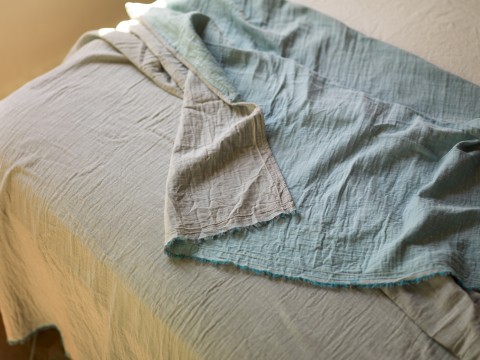 Grey-Turquoise Muslin Blanket