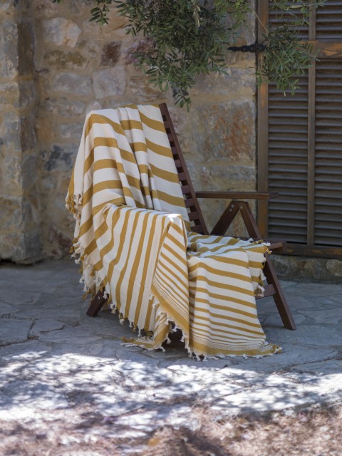 Natural/Mustard Bold Striped Throw