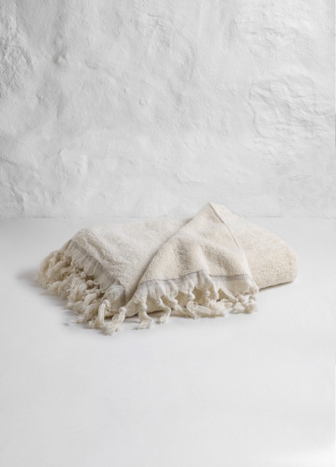 Natural / Taupe Stripe Plain Terry Bath Towel