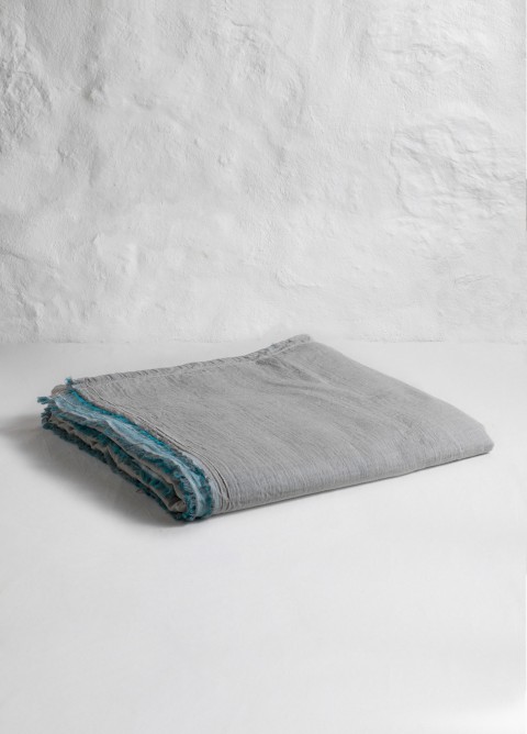 Grey-Turquoise Muslin Blanket