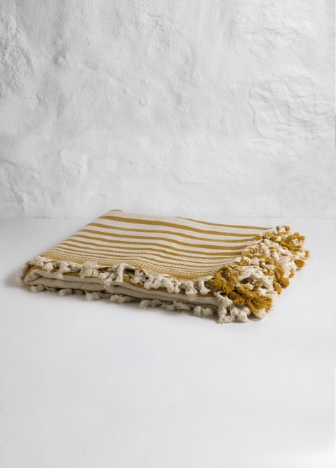 Natural/Mustard Bold Striped Blanket