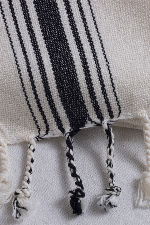 Natural / Bold Black Stripes in the middle Turkish Towel