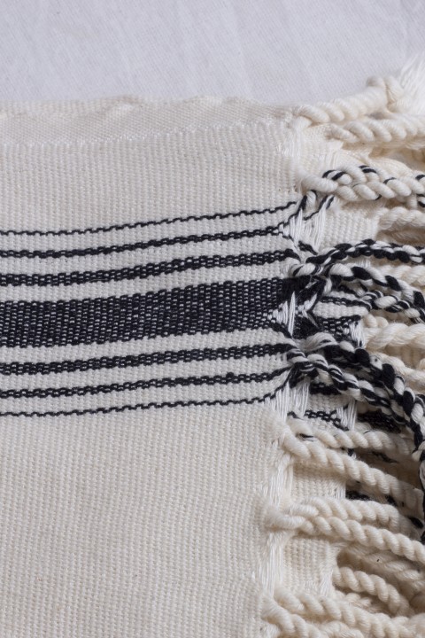 Natural / Bold Black Stripes in the middle Turkish Towel