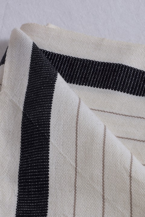 Natural Black Stripe on the Edge Hand Towel