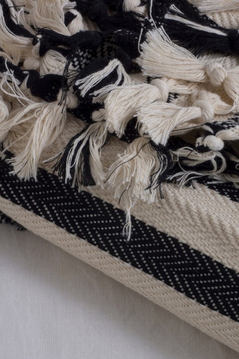 Natural/Black Bold Striped Blanket