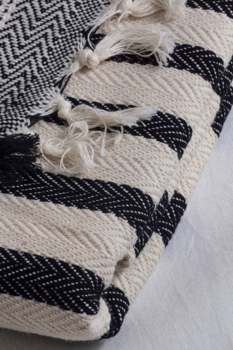 Natural/Black Bold Striped Blanket