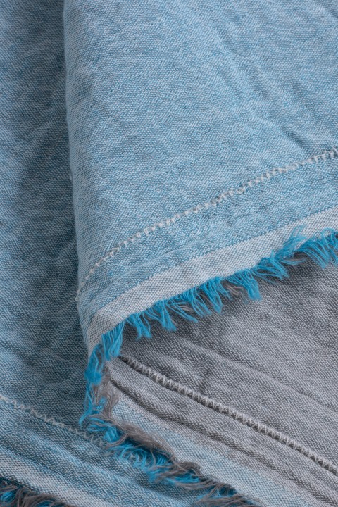 Grey-Turquoise Muslin Blanket