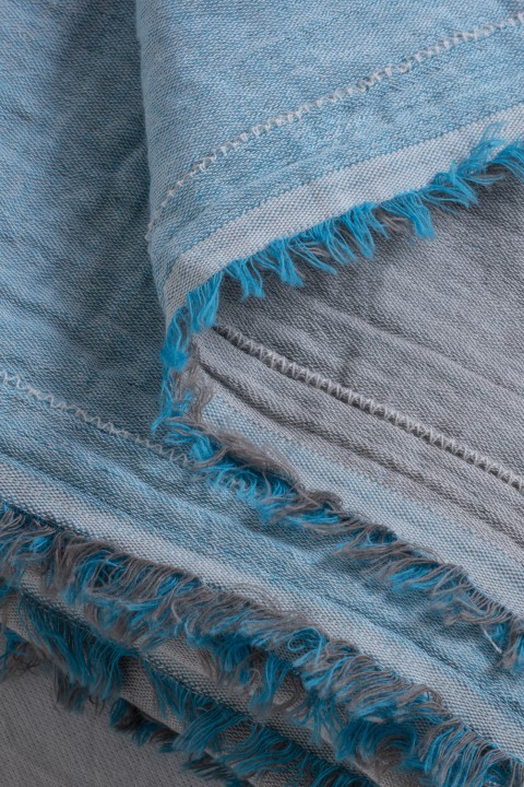 Grey-Turquoise Muslin Blanket