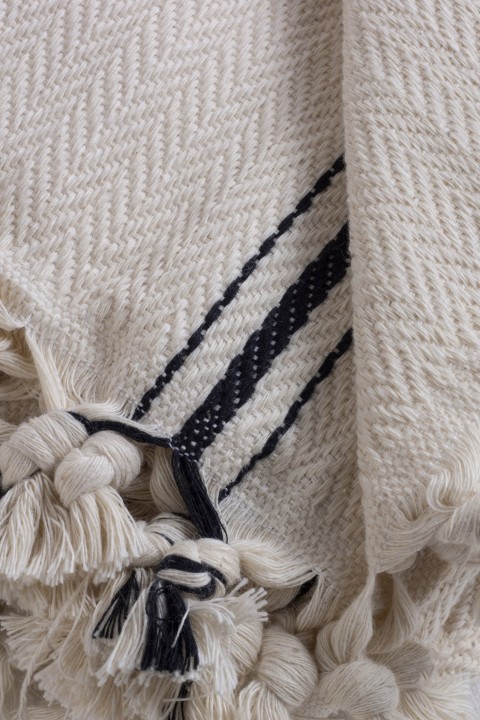 Natural/Black Striped Blanket 