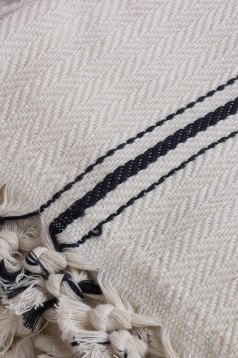 Natural/Black Striped Throw