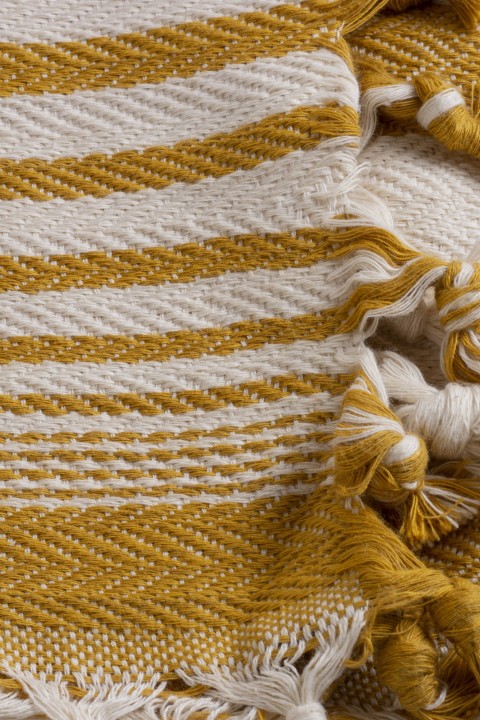 Natural/Mustard Bold Striped Blanket