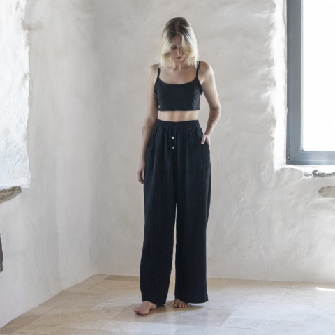 Muslin double-layered cotton pants