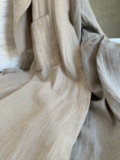 Muslin Hooded Robe Taupe-Grey