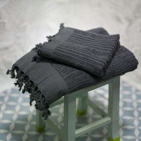 Dark Grey Ottoman Terry Bath Towel