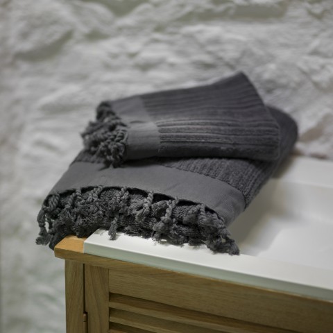 Dark Grey Ottoman Terry Bath Towel