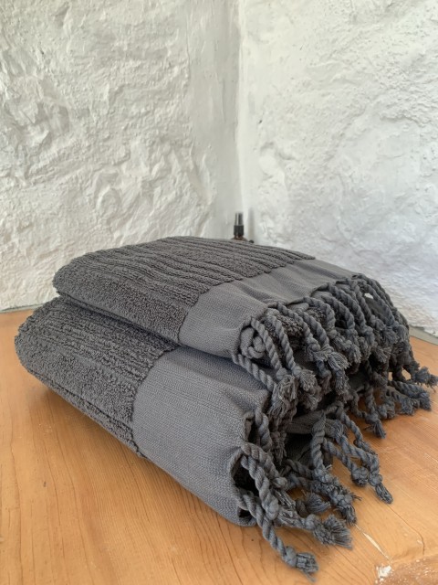 Dark Grey Ottoman Terry Bath Towel