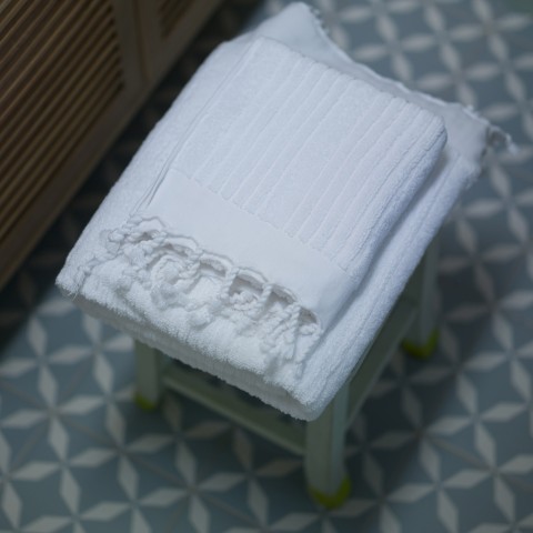 White Ottoman Terry Hand Towel
