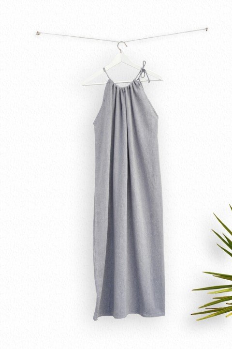 Grey Sile Halter Dress