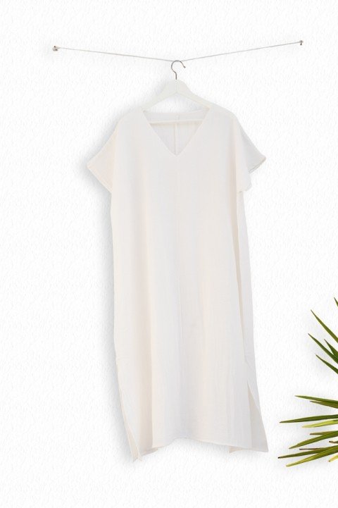 White Sile Basic Dress