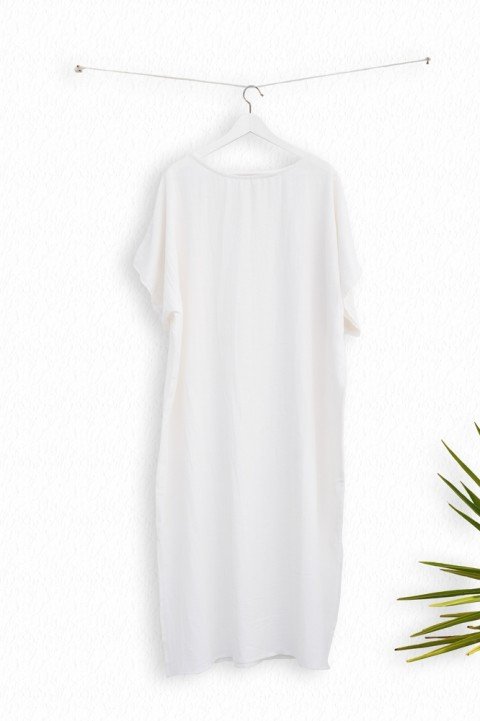 White Sile Caftan Dress