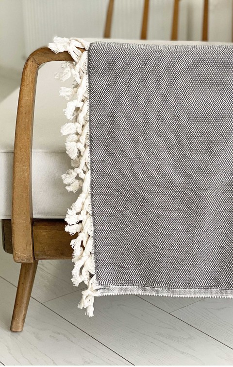 Dark Gray Pebble Throw