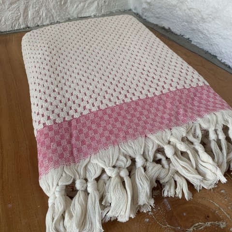 Pink Dotted Terry Bath Towel