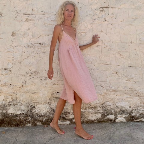 Muslin Slip Dress Blush-Taupe