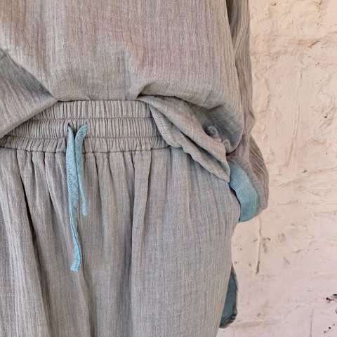 Muslin Pants Grey-Turquoise