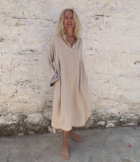 Muslin Kaftan Taupe-Grey