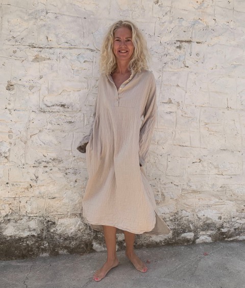 Muslin Kaftan Taupe-Grey