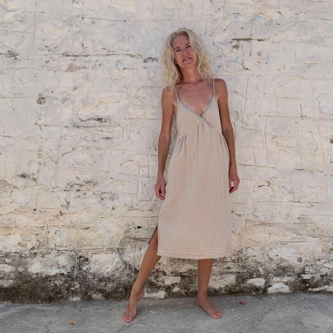 Muslin Slip Dress Taupe-Grey